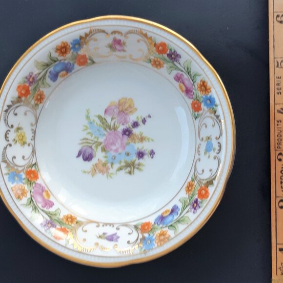 Dresden Flowers Bavaria Germany VTG 1940s Set of 6 Desert Bowls 5 1/8 Diameter - Picture 10 of 14